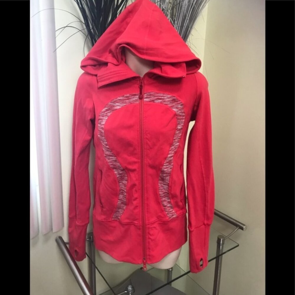 Lululemon STRIDE Hoodie Jacket Zipper Logo Front ColorBlock Stretch Minimalist 4